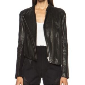 HELMUT LANG Blistered Asymmetric Leather Jacket Size XS